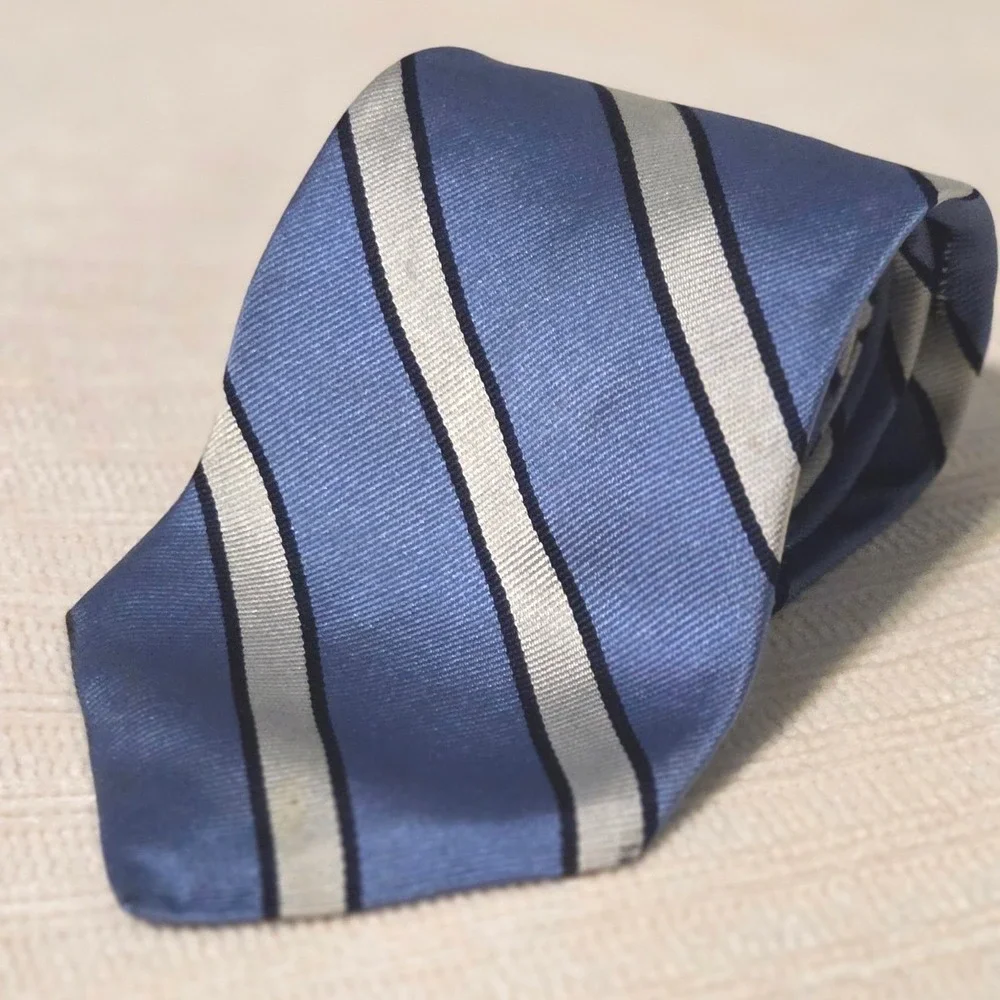 VTG 70s Brooks Brothers Makers Silk Blue Repp Stripe Tie 4